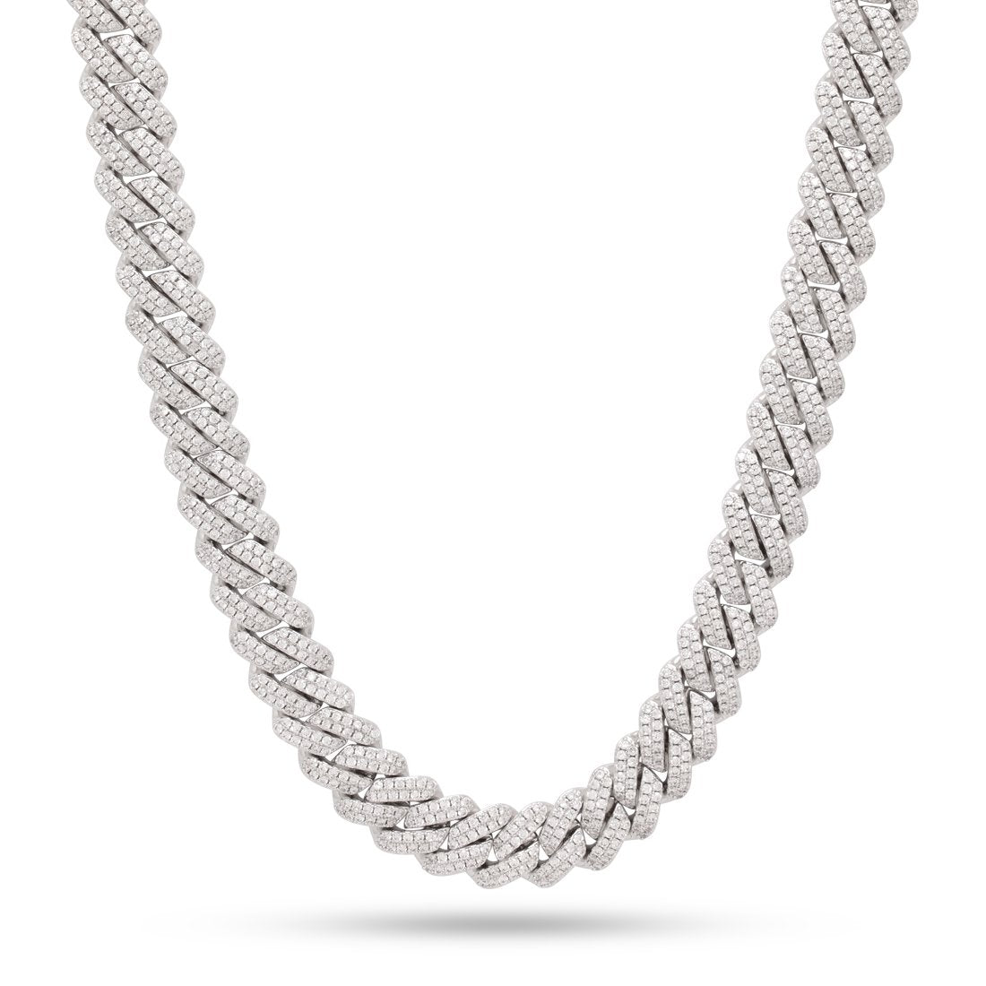 12mm Iced Diamond Cut Miami Cuban Link Chain in Gold Plated / White Gold / 18" by King Ice