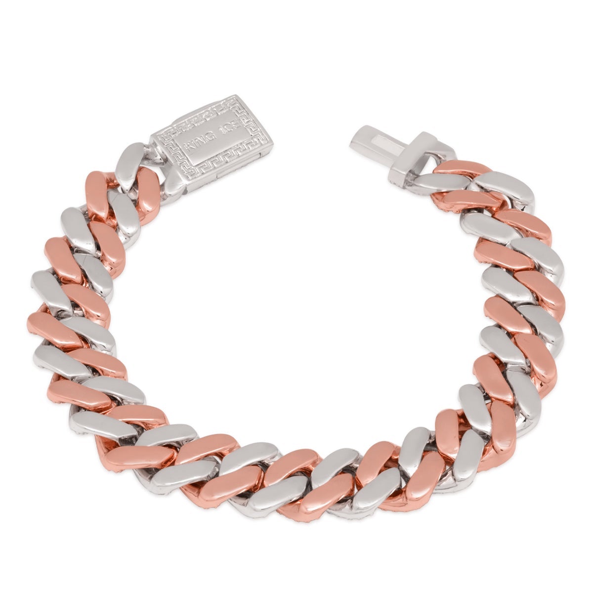 12mm Rose Gold Iced Diamond-Cut Miami Cuban Link Bracelet in by King Ice