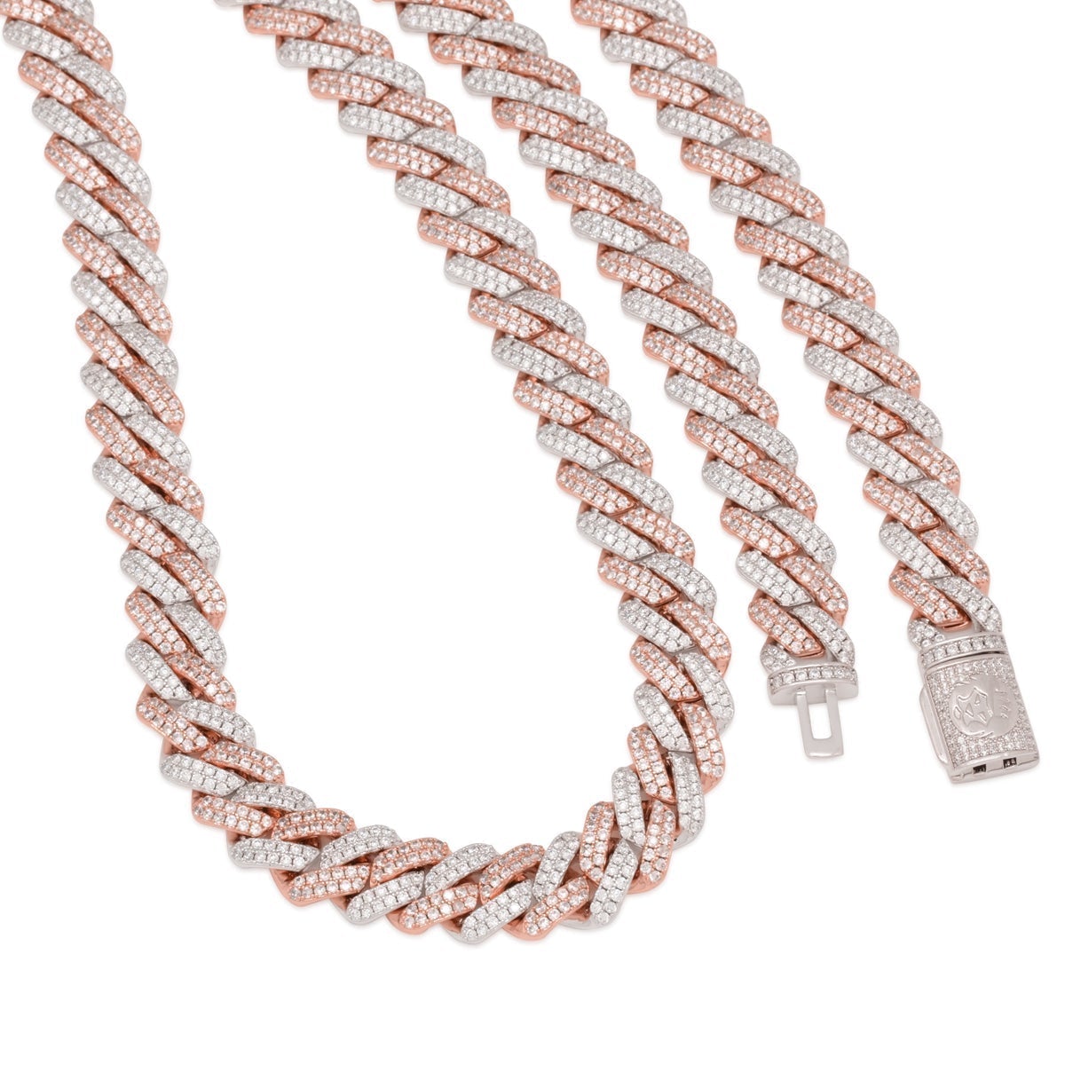 12mm Rose Gold Iced Diamond-Cut Miami Cuban Link Chain in by King Ice