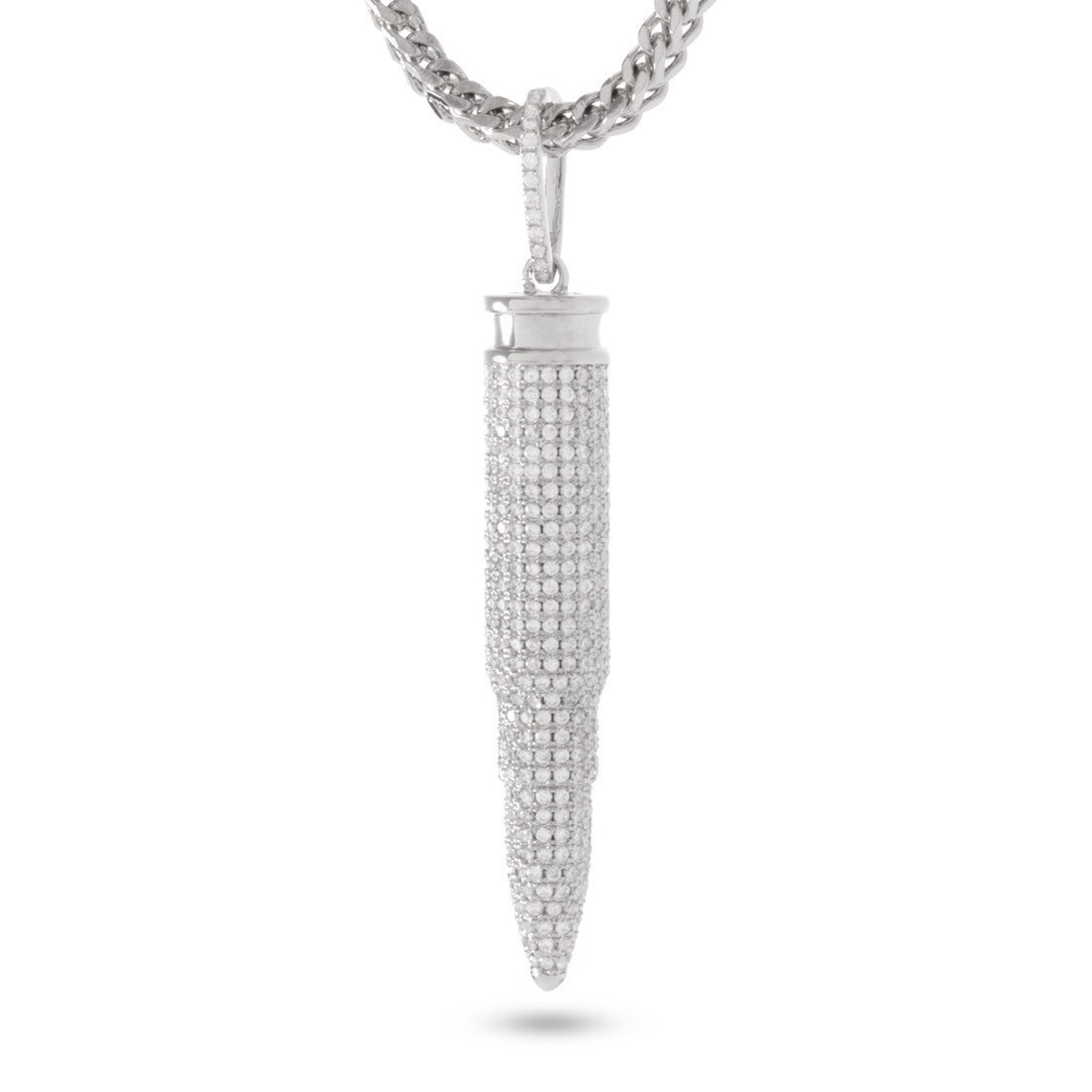 .223 Caliber Bullet Necklace in White Gold / 2" by King Ice