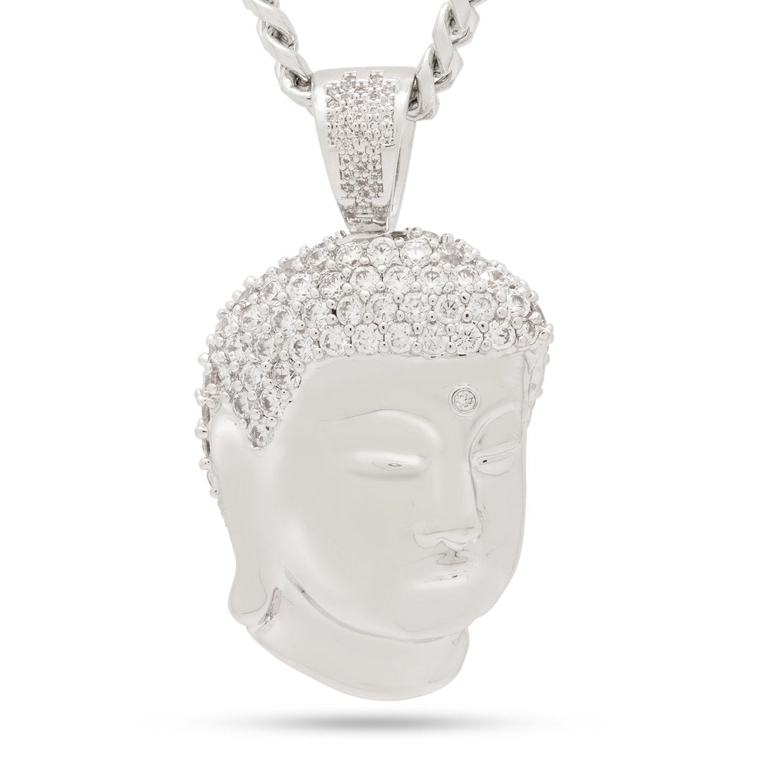 3D Boss Enlightened Buddha Necklace in White Gold / 2.1" by King Ice