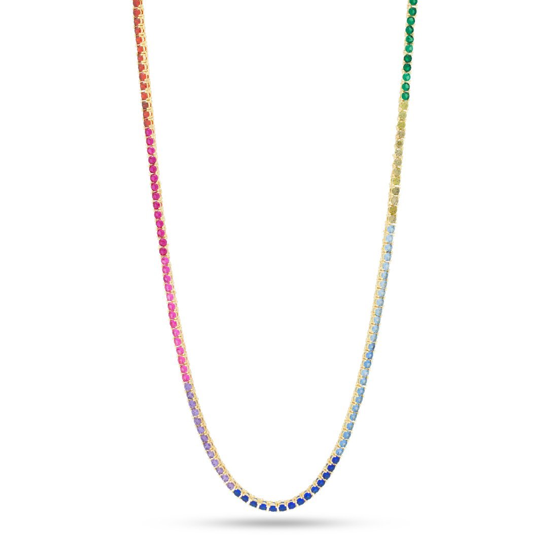 3mm Spectrum Tennis Chain in Gold Plated / 14K Gold / 16" by King Ice