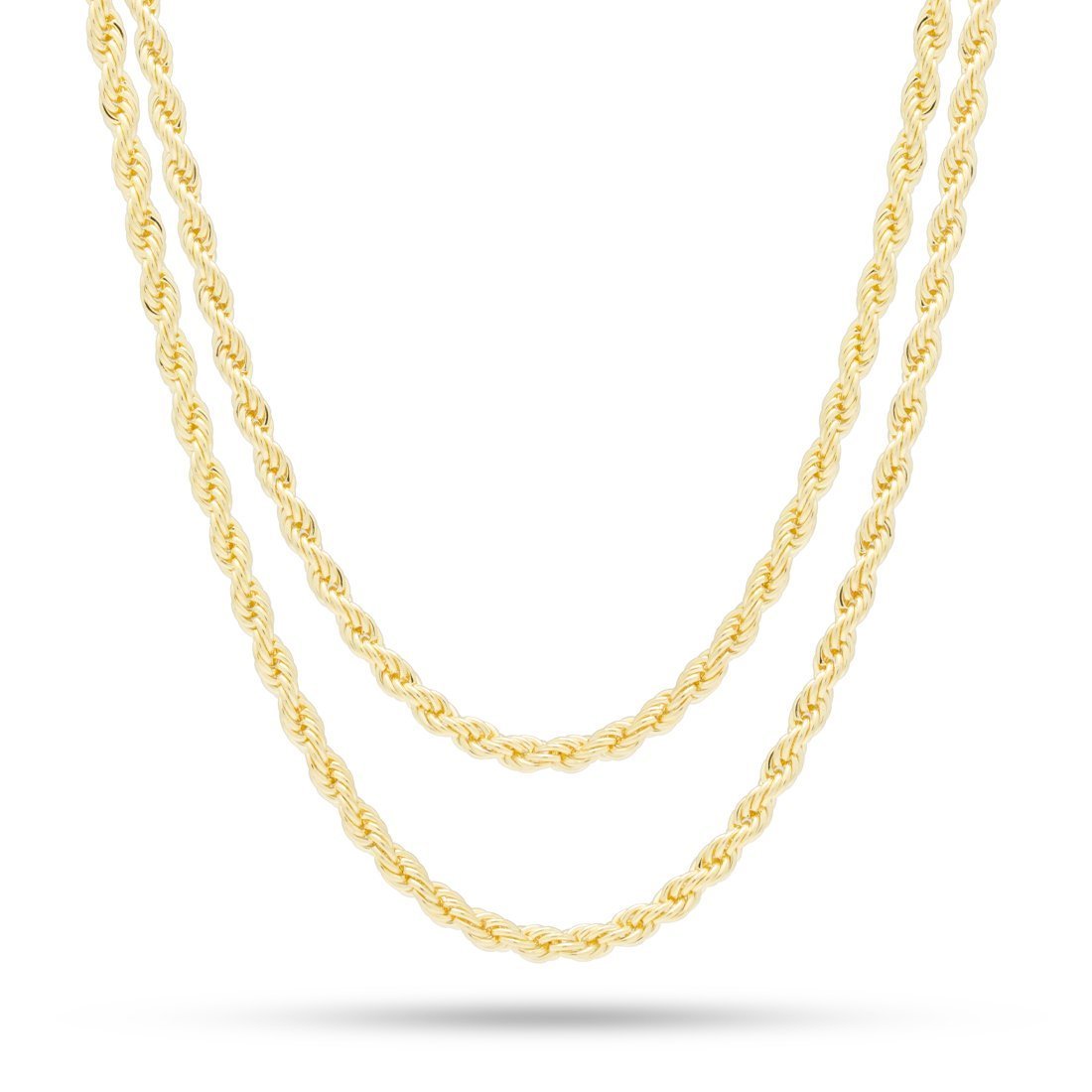 3mm Rope Chain Choker Set in Gold Plated / 14K Gold / 18"/20" by King Ice