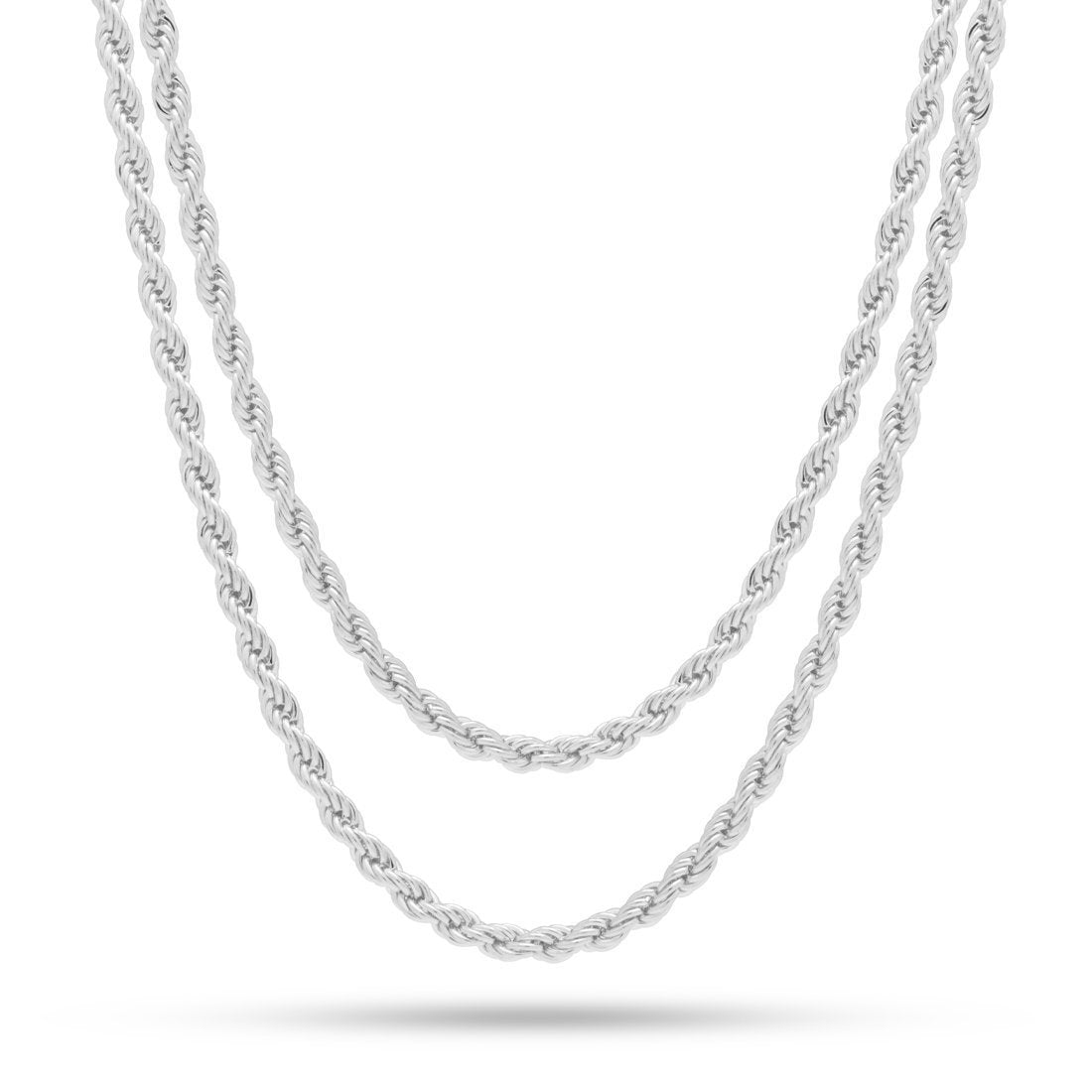 3mm Rope Chain Choker Set in Gold Plated / White Gold / 18"/20" by King Ice