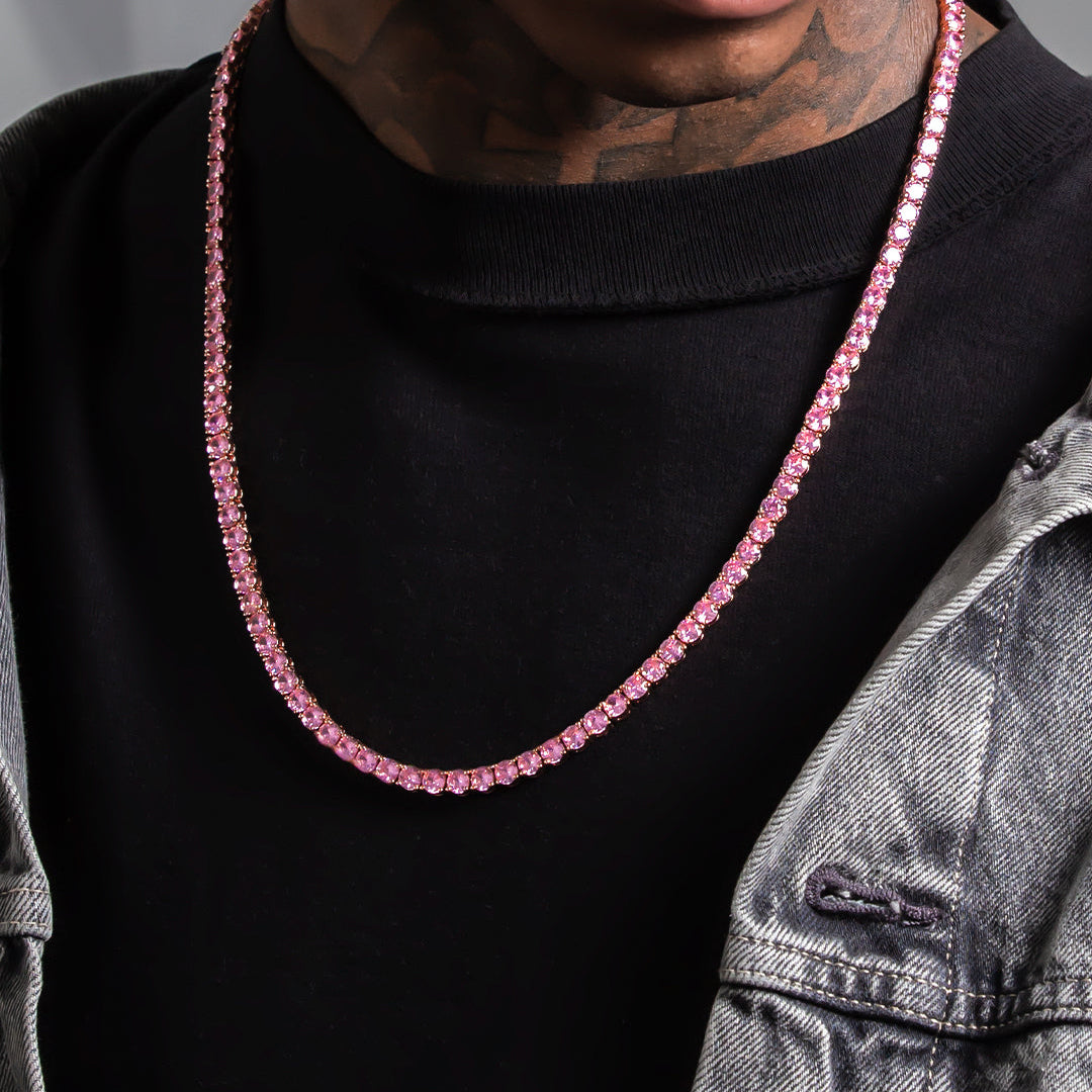 5mm Pink Tennis Chain in by King Ice