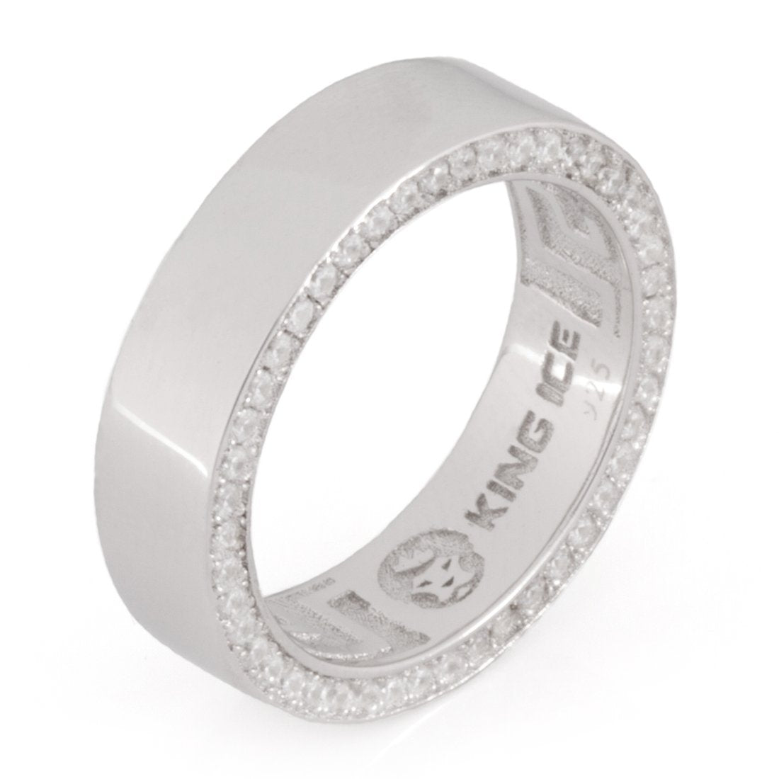 6mm Wedding Ring in Sterling Silver / White Gold / 7 by King Ice