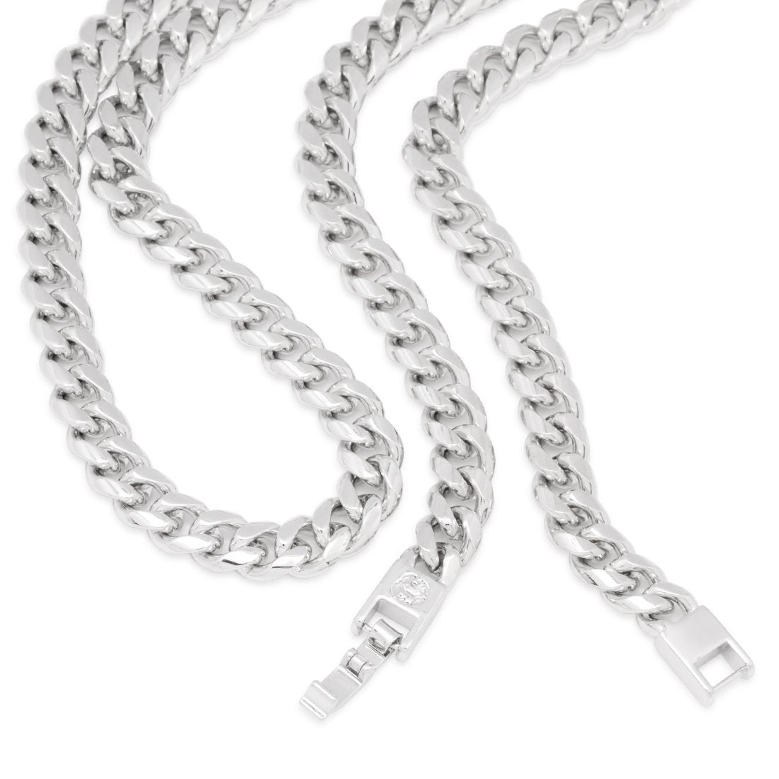 8mm Miami Cuban Link Chain Choker Set in by King Ice