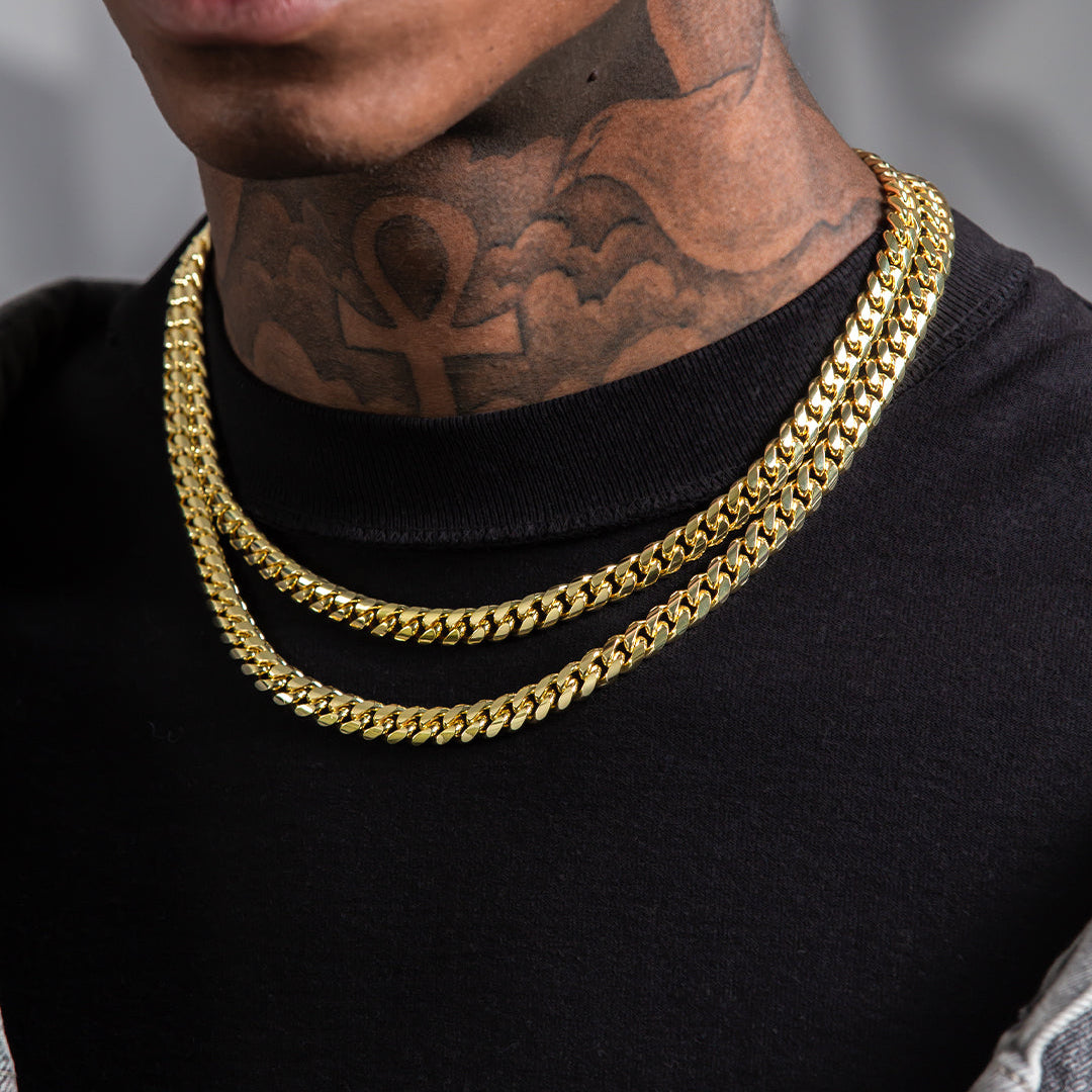 8mm Miami Cuban Link Chain Choker Set in by King Ice