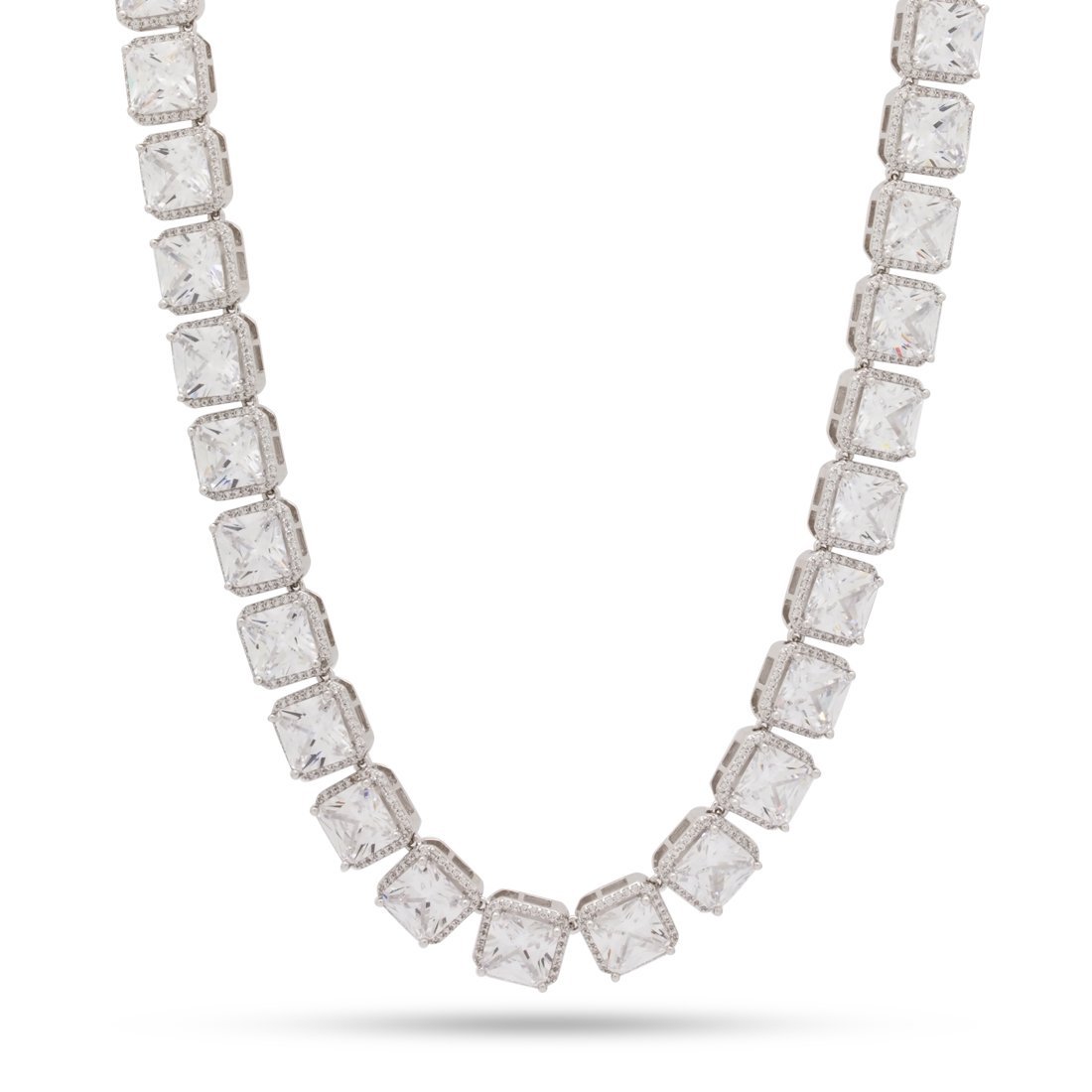 8mm Princess-Cut Tennis Chain in Gold Plated / White Gold / 18" by King Ice