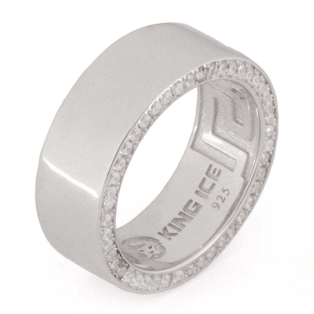 8mm Wedding Ring in Sterling Silver / White Gold / 7 by King Ice