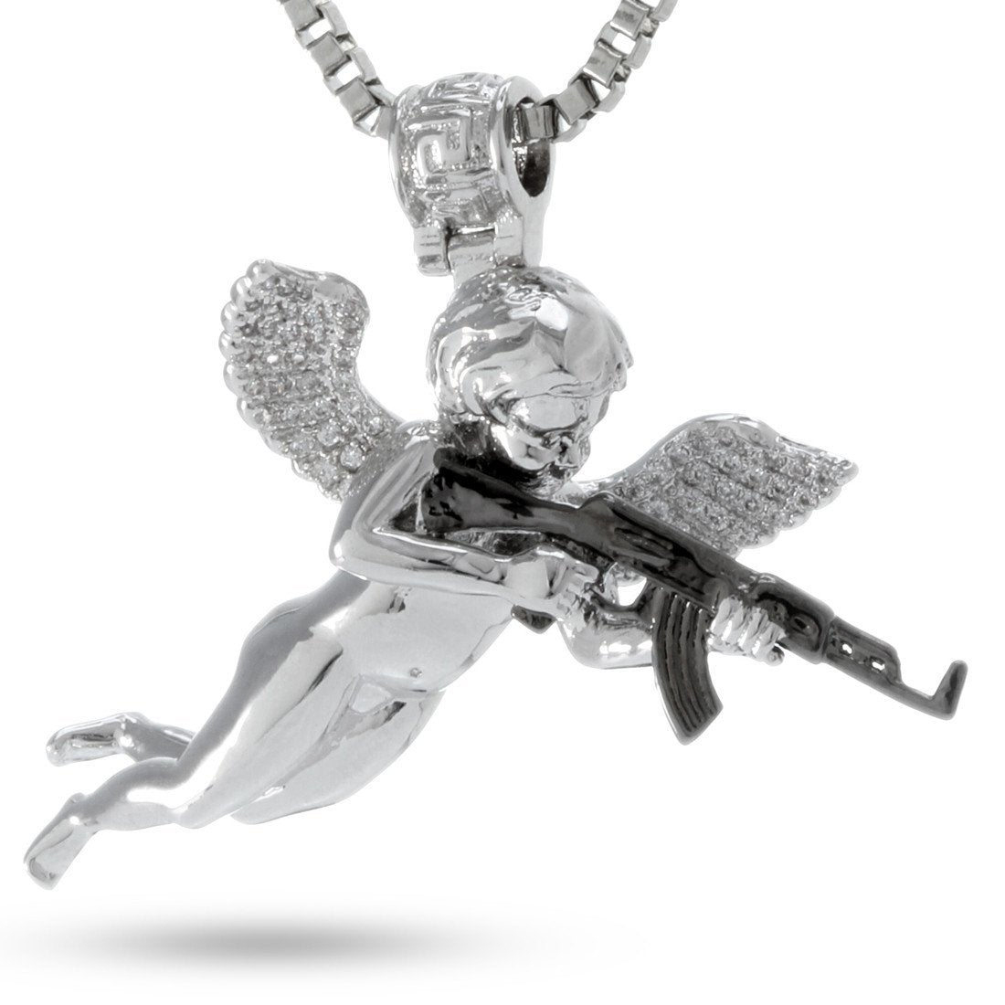 Archangel of Reprisal Necklace in White Gold / 1.6" by King Ice