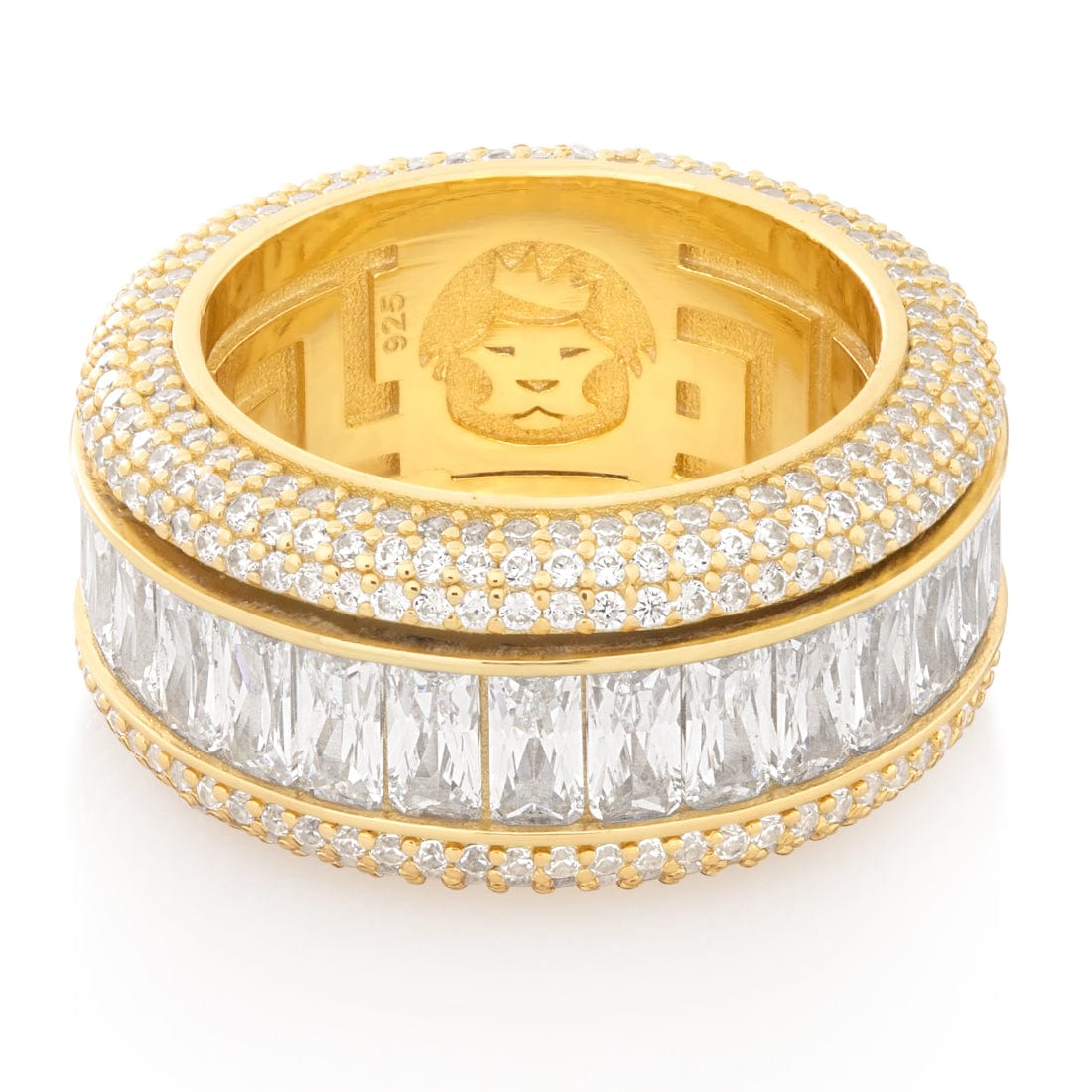 Baguette-Cut Icy Spinner Ring in by King Ice