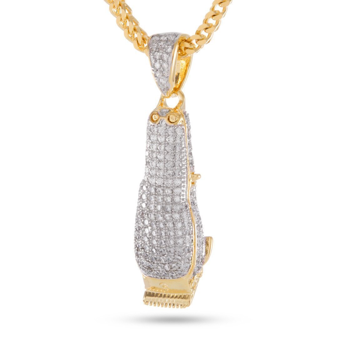 Barber Shop Clippers Necklace in 14K Gold / 1.6" by King Ice