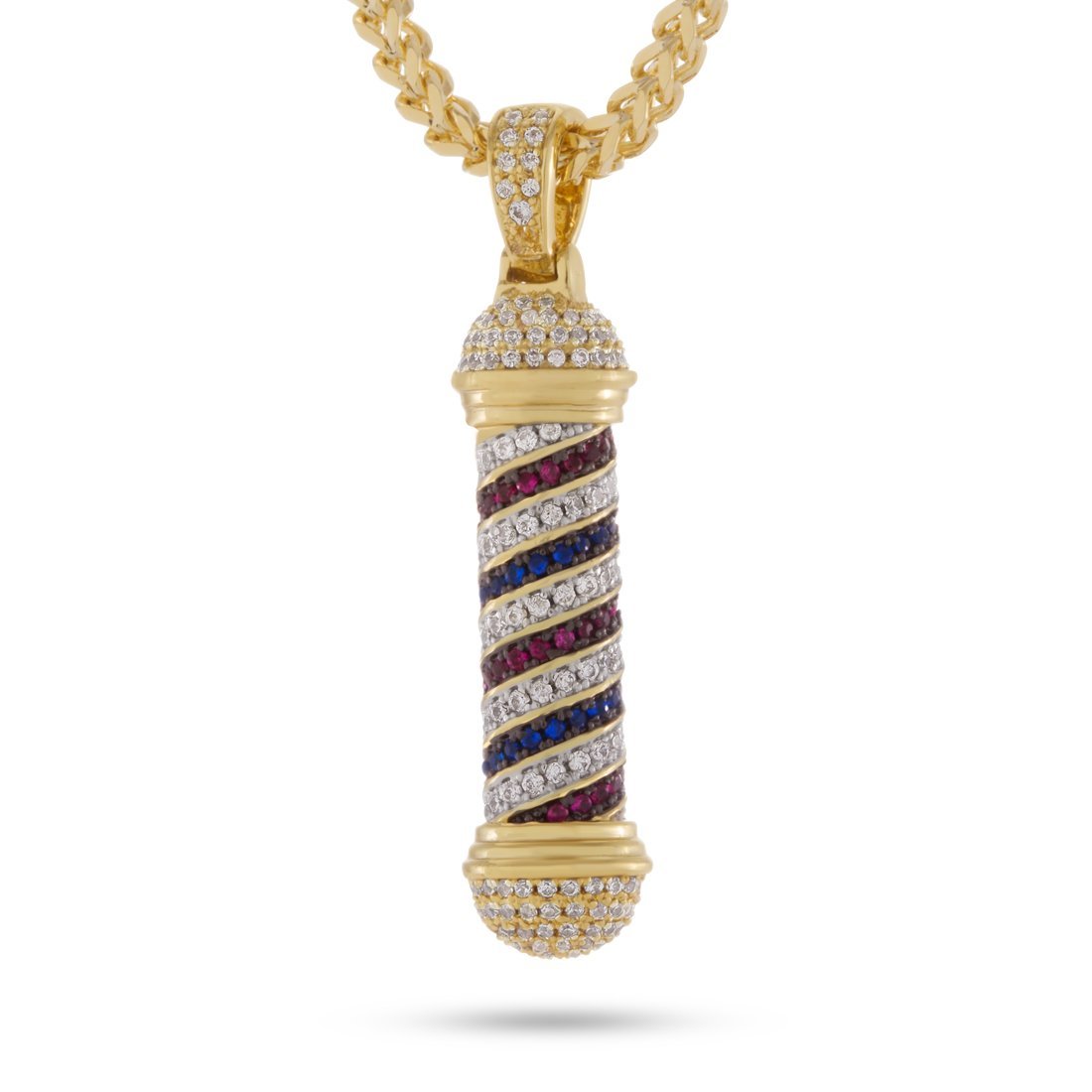 Barber Shop Pole Necklace in 14K Gold / 1.7" by King Ice