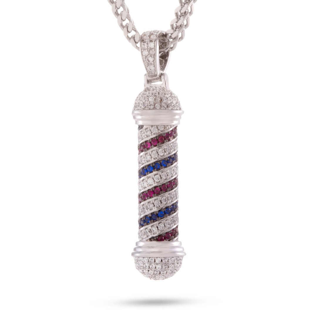 Barber Shop Pole Necklace in White Gold / 1.7" by King Ice