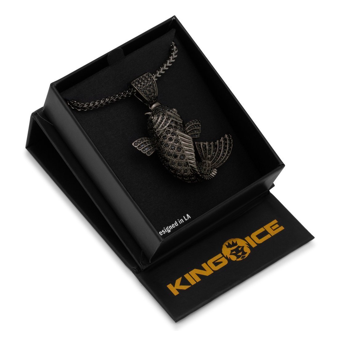 Black Gold Utsurimono Koi Fish Necklace in Black Gold / 2.1" by King Ice