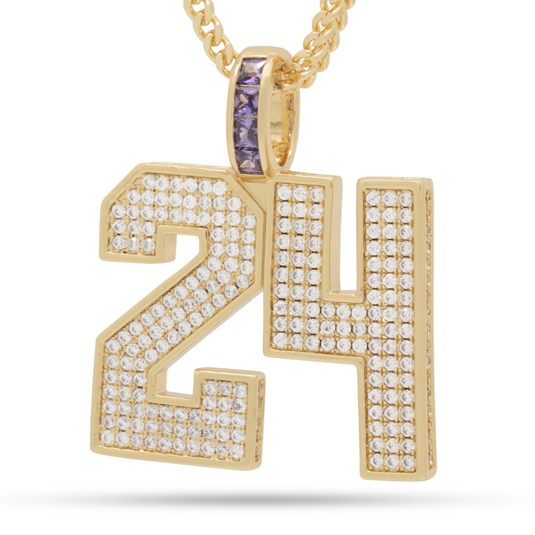 Black Mamba Classic Number 24 Necklace in 14K Gold / 1.7" by King Ice