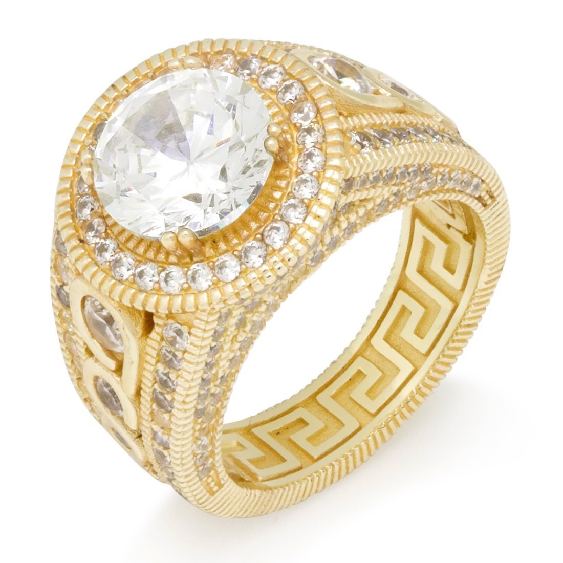 Brilliant-Cut Signet Ring in Sterling Silver / 14K Vermeil / 7 by King Ice