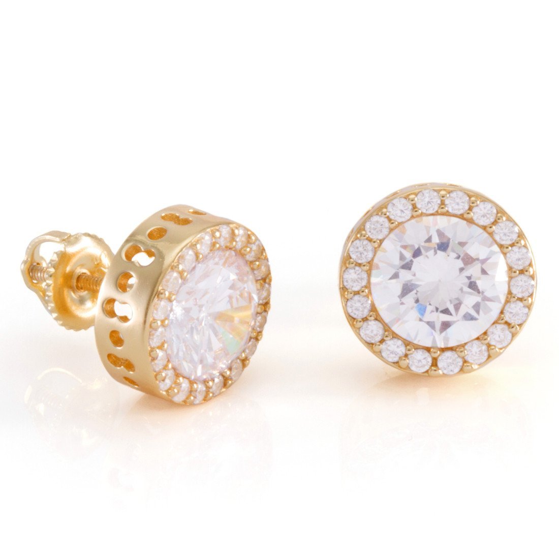 Button Stud Earrings in Sterling Silver / 14K Vermeil / 12mm by King Ice
