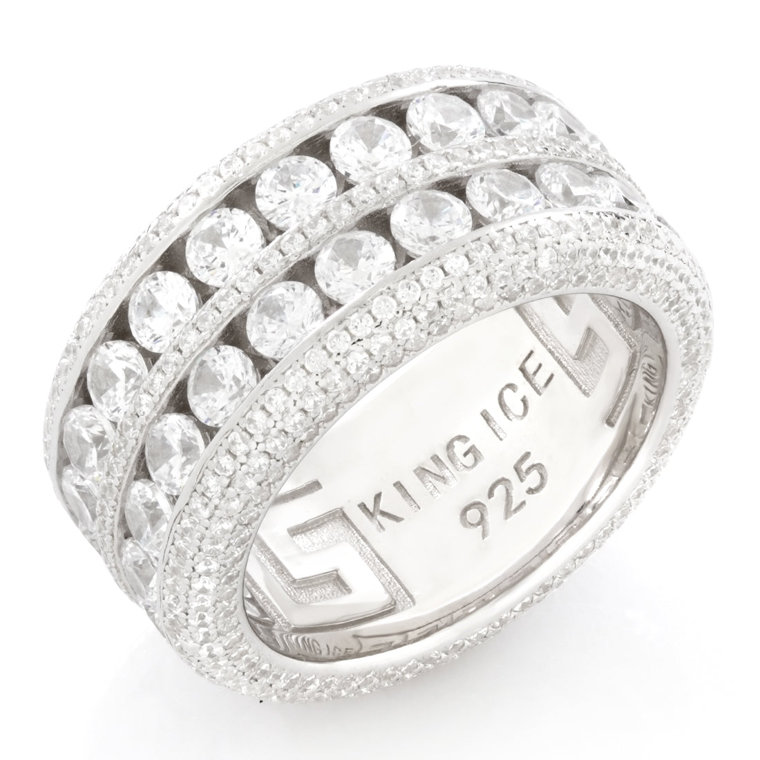 Complex Eternity Ring in Sterling Silver / White Gold / 7 by King Ice