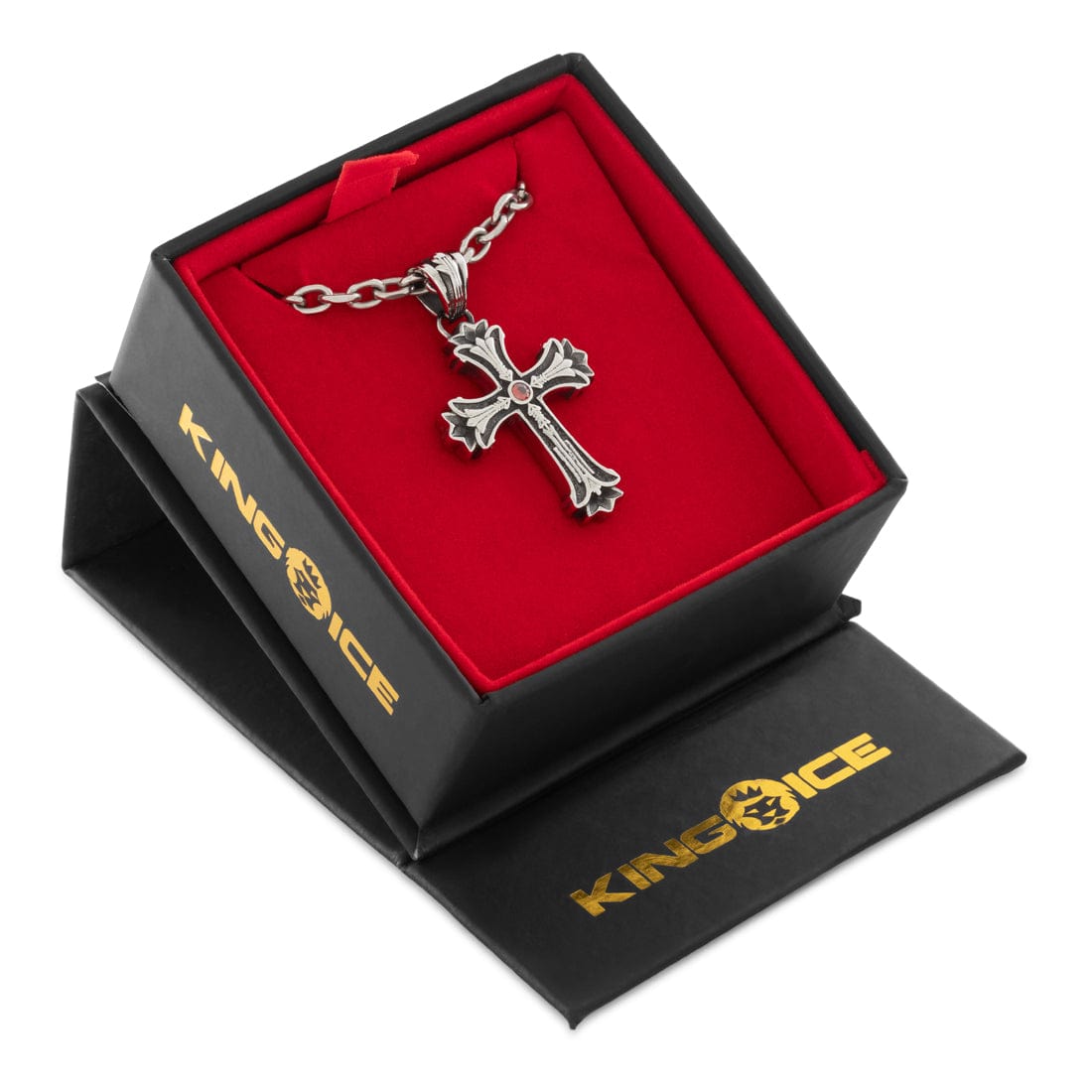 Cross Your Heart Necklace  in  2" by King Ice