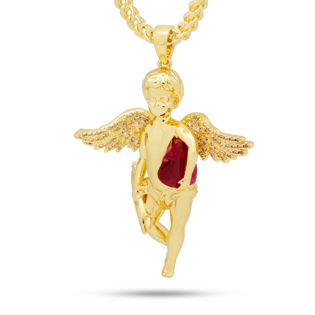 Cupid Necklace in 14K Gold / 1.9" by King Ice