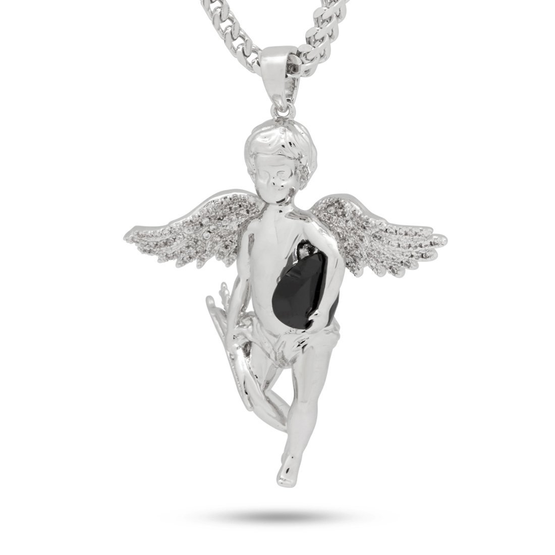 Cupid Necklace in White Gold / 1.9" by King Ice