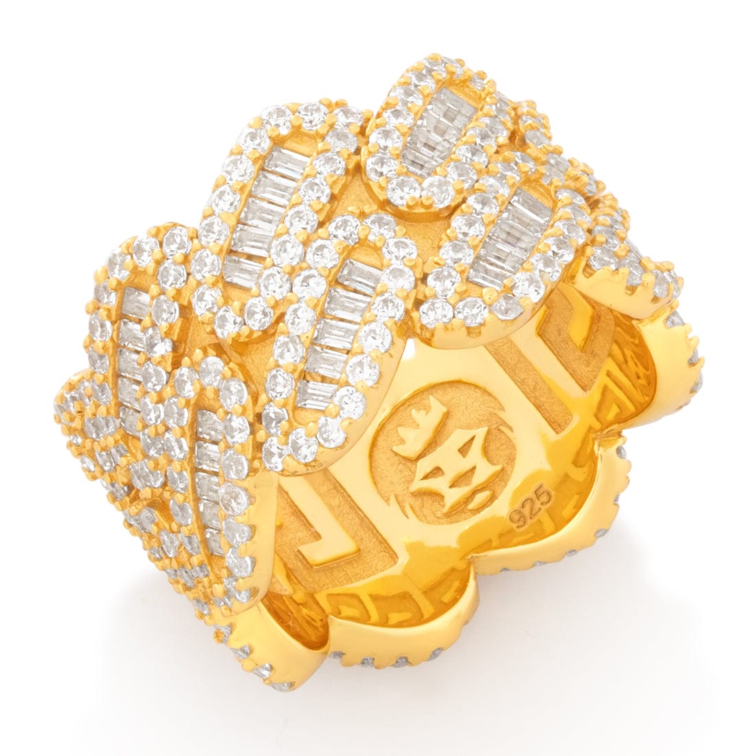 Diamond-Cut Miami Cuban Link Ring in Sterling Silver / 14K Gold / 7 by King Ice