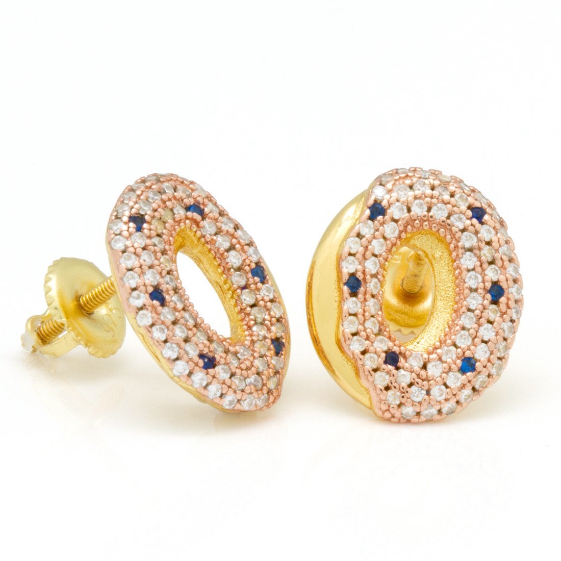 Donut Stud Earrings in Sterling Silver / 14K Vermeil / 12mm by King Ice