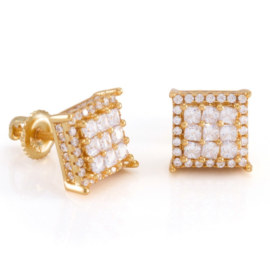 Double-Row Stud Earrings in Sterling Silver / 14K Vermeil / 10mm by King Ice