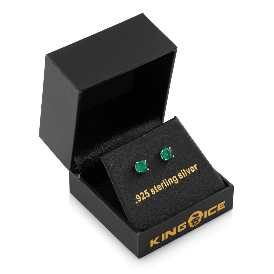 Green Brilliant-Cut Stud Earrings in by King Ice