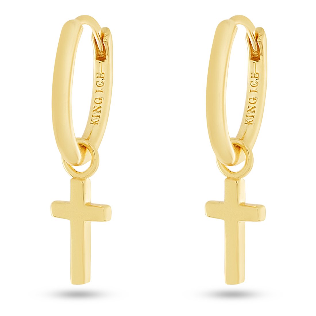 Hanging Cross Earrings in Sterling Silver / 14K Vermeil / 1" by King Ice