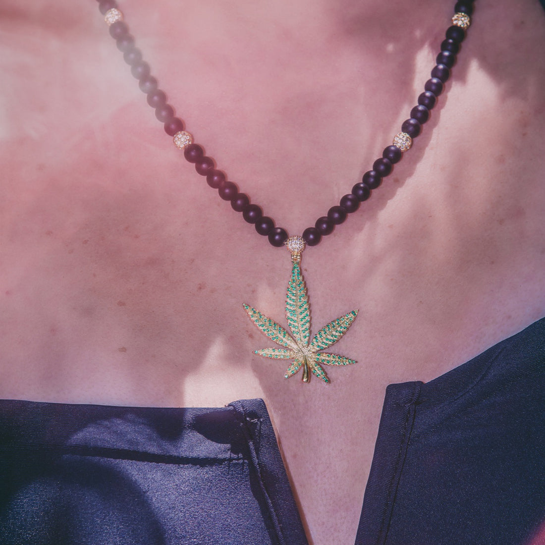 High Rise Cannabis Leaf Necklace in by King Ice