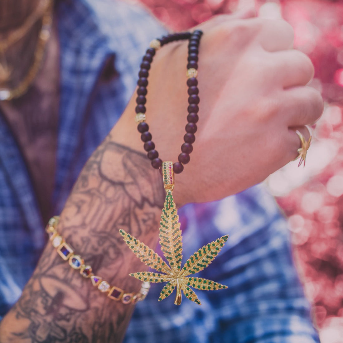 High Rise Cannabis Leaf Necklace in by King Ice