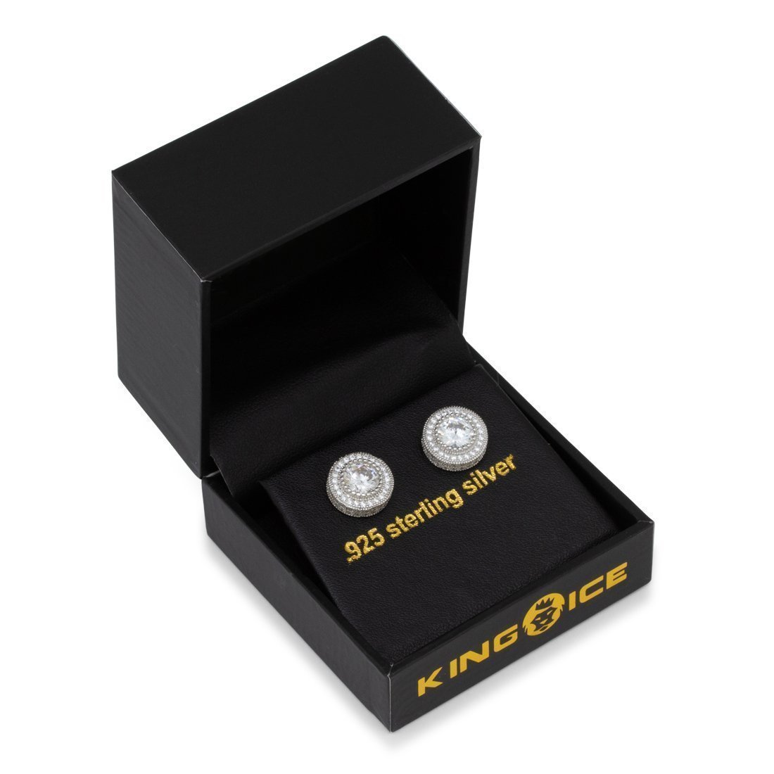 Iced Button Stud Earrings in by King Ice