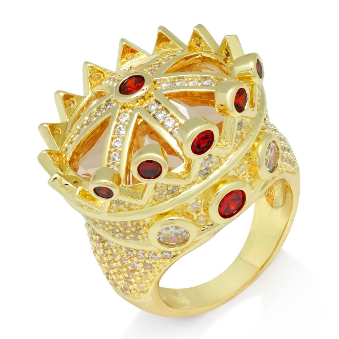 Iced Crown Ring in Gold Plated / 14K Gold / 7 by King Ice