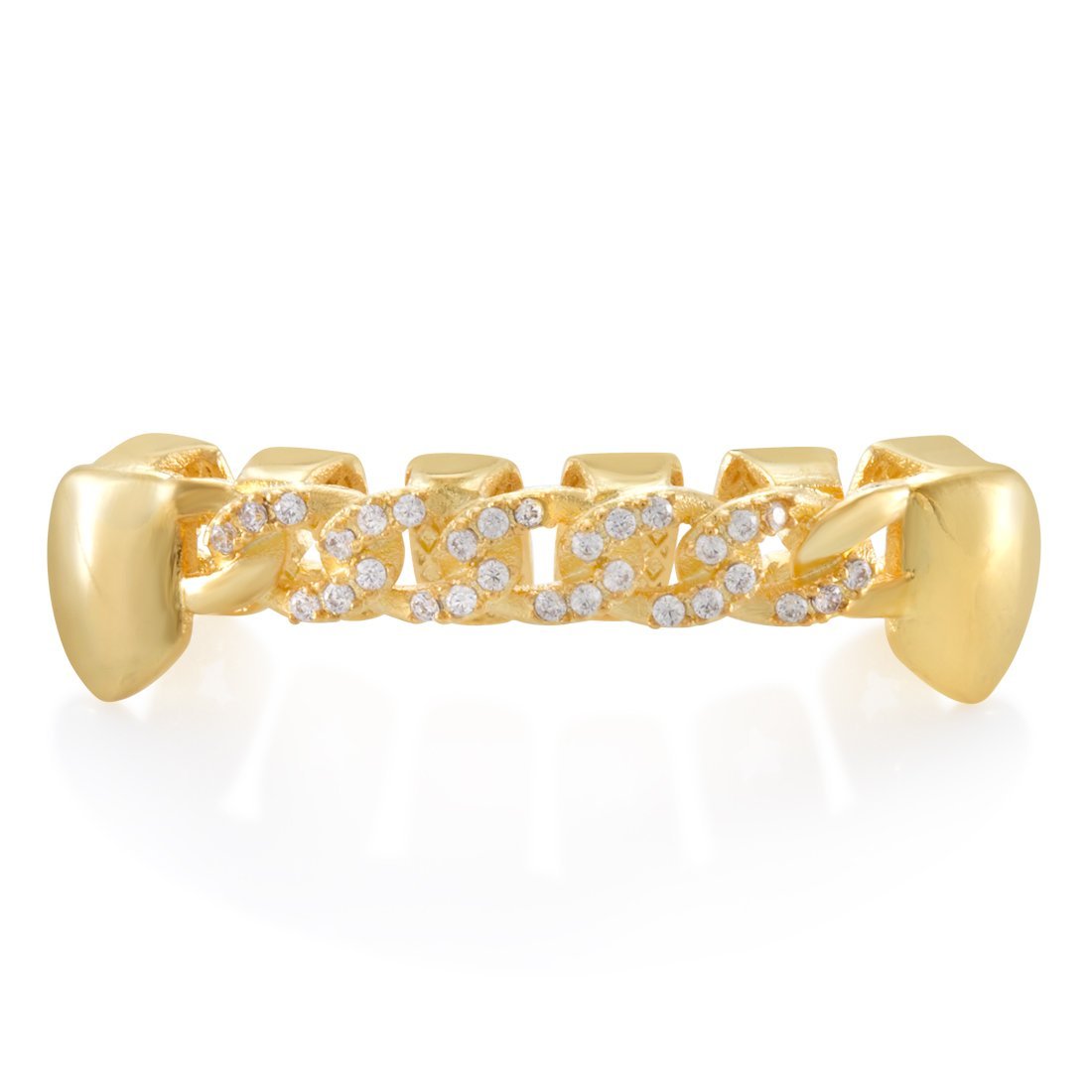 Iced Miami Cuban Link Grillz in 14K Gold / Bottom by King Ice