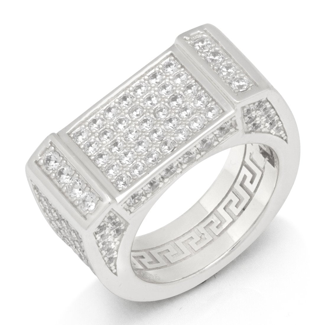 Iced Rectangle Ring in Gold Plated / White Gold / 7 by King Ice