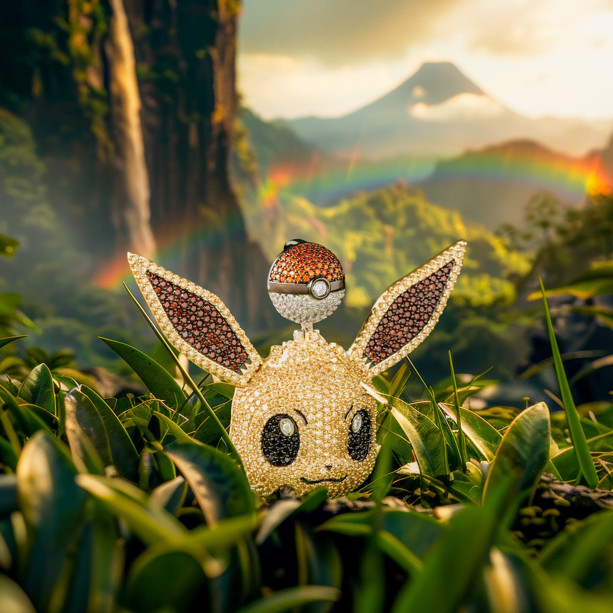 King Ice | Pokémon - Eevee Necklace in 14K Gold / 1.9" by King Ice
