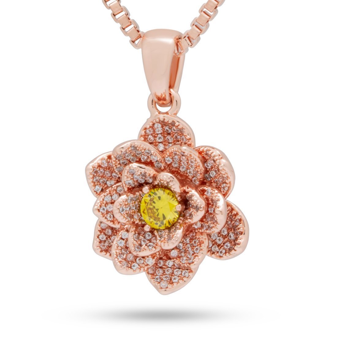 Lotus of Rebirth Necklace in Rose Gold / 1.3" by King Ice