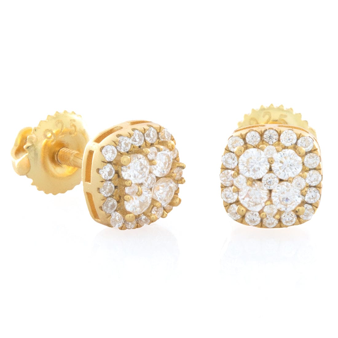 Moissanite Layered Stud Earrings in Sterling Silver / 14K Gold / 6mm by King Ice