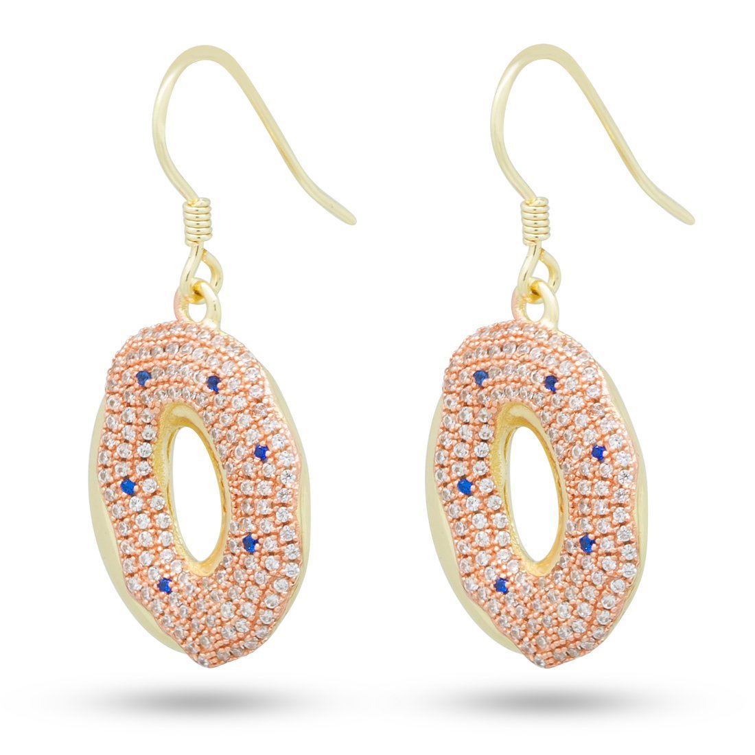 Donut Hanging Earrings in 14K Gold by King Ice