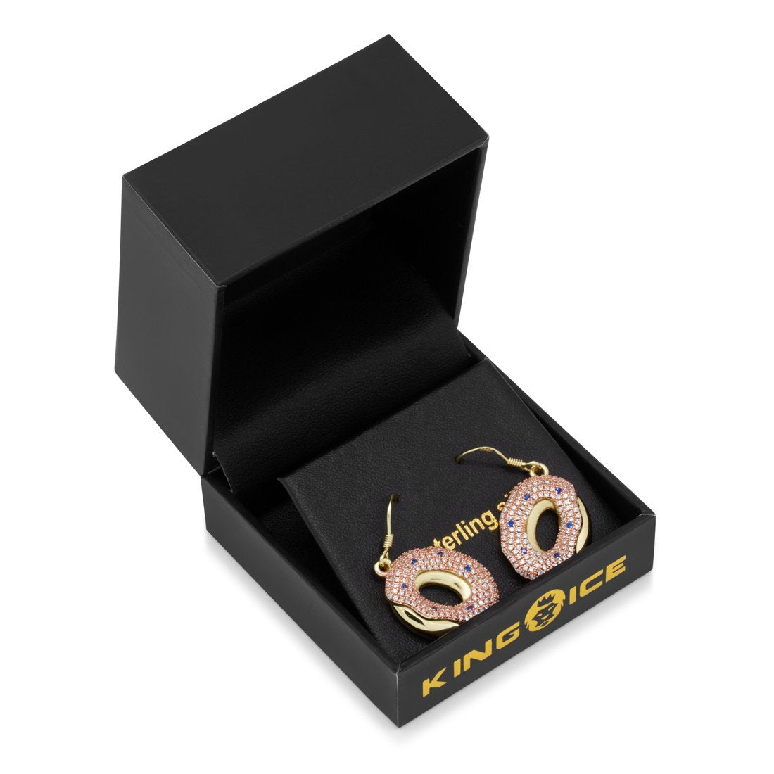 Donut Hanging Earrings in 14K Gold by King Ice