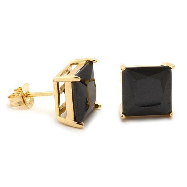 Onyx Princess-Cut Stud Earrings in Solid Gold / 14K Gold / 5mm by King Ice