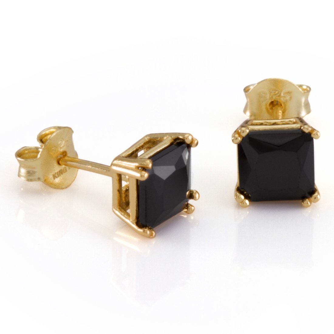 Onyx Princess-Cut Stud Earrings in Sterling Silver / 14K Vermeil / 5mm by King Ice