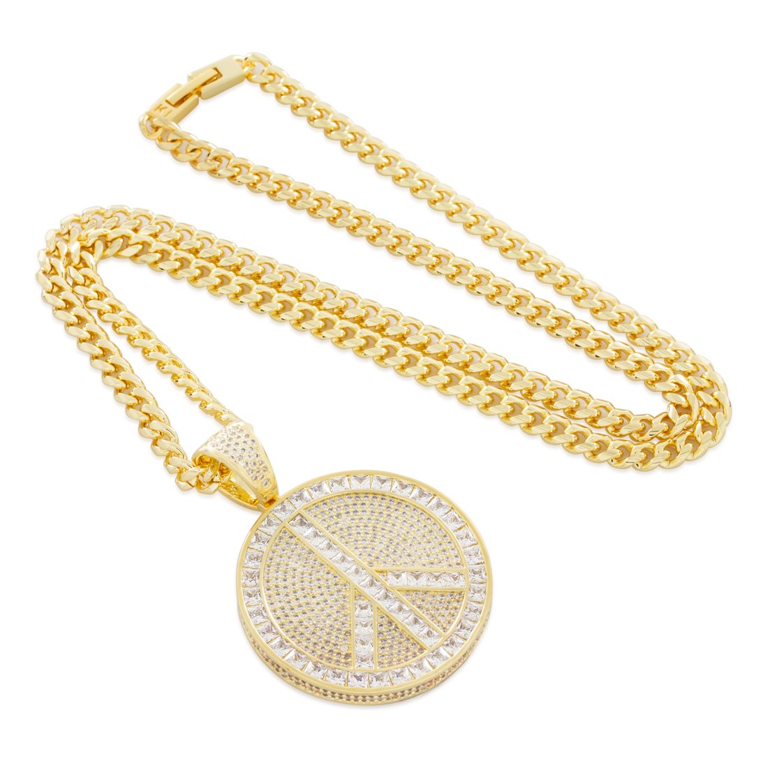 Peace and Love Medallion Necklace in by King Ice