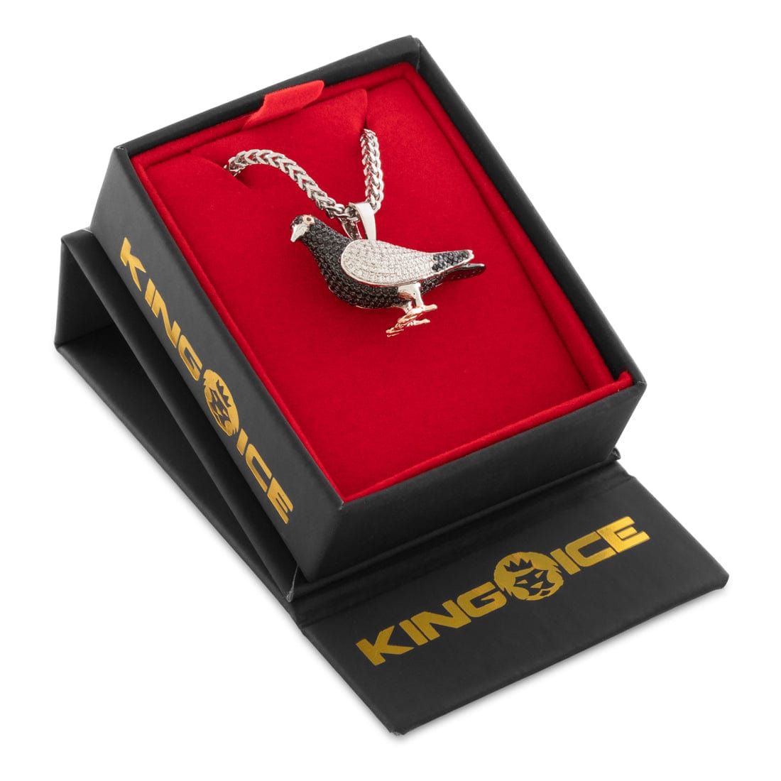 Pigeon Necklace  in  White Gold by King Ice