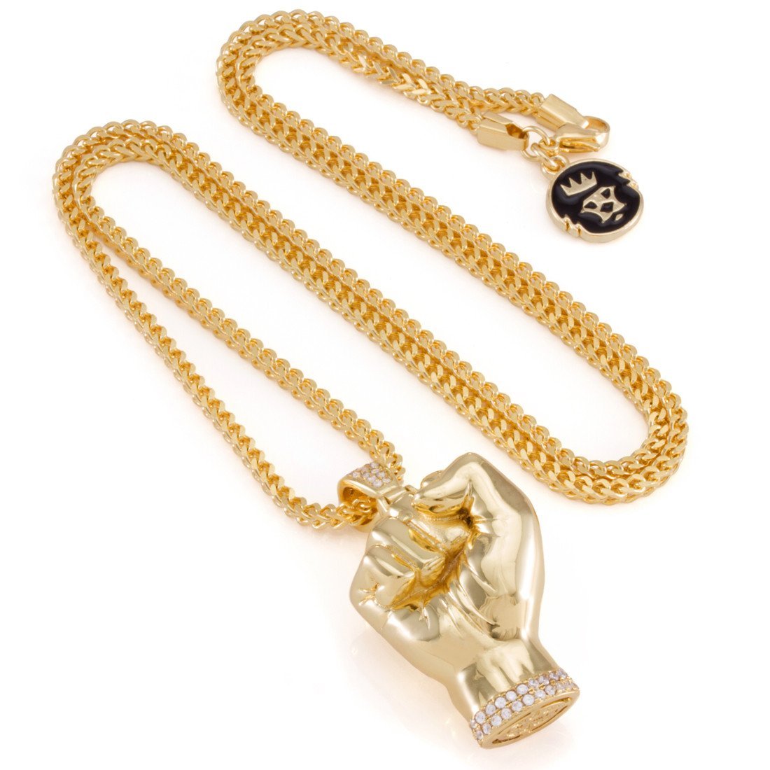 Power Fist Necklace in 14K Gold / 1.8" by King Ice