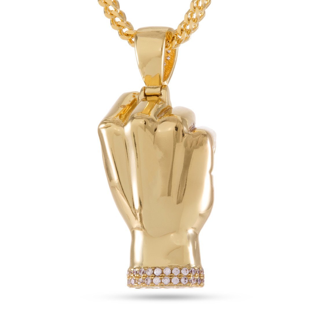 Power Fist Necklace in 14K Gold / 1.8" by King Ice
