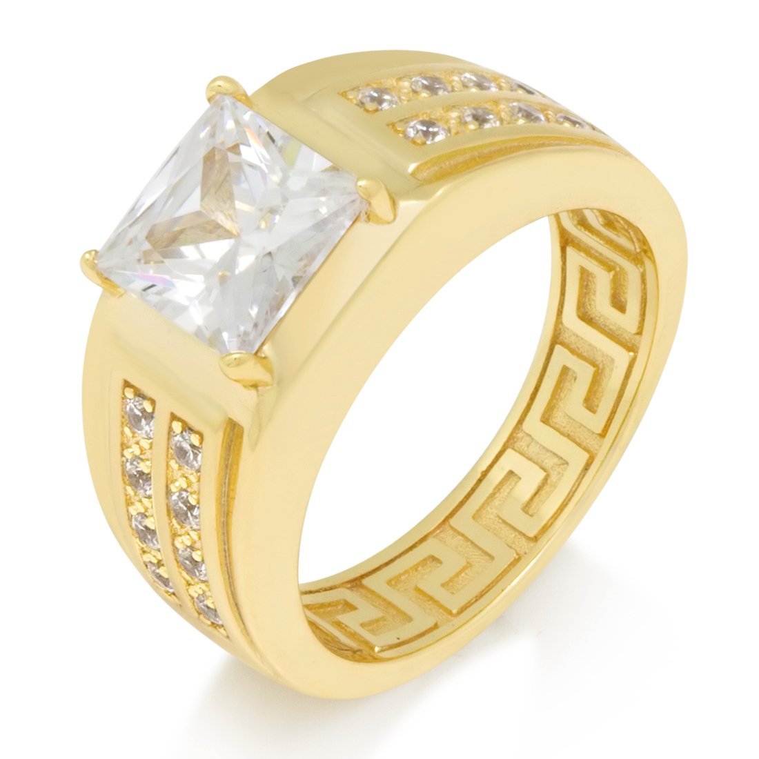 Princess-Cut Signet Ring in Sterling Silver / 14K Vermeil / 7 by King Ice